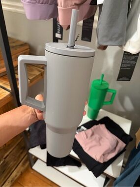 TAG Elemental Matte Gray Insulated Travel Tumbler with Handle & Straw